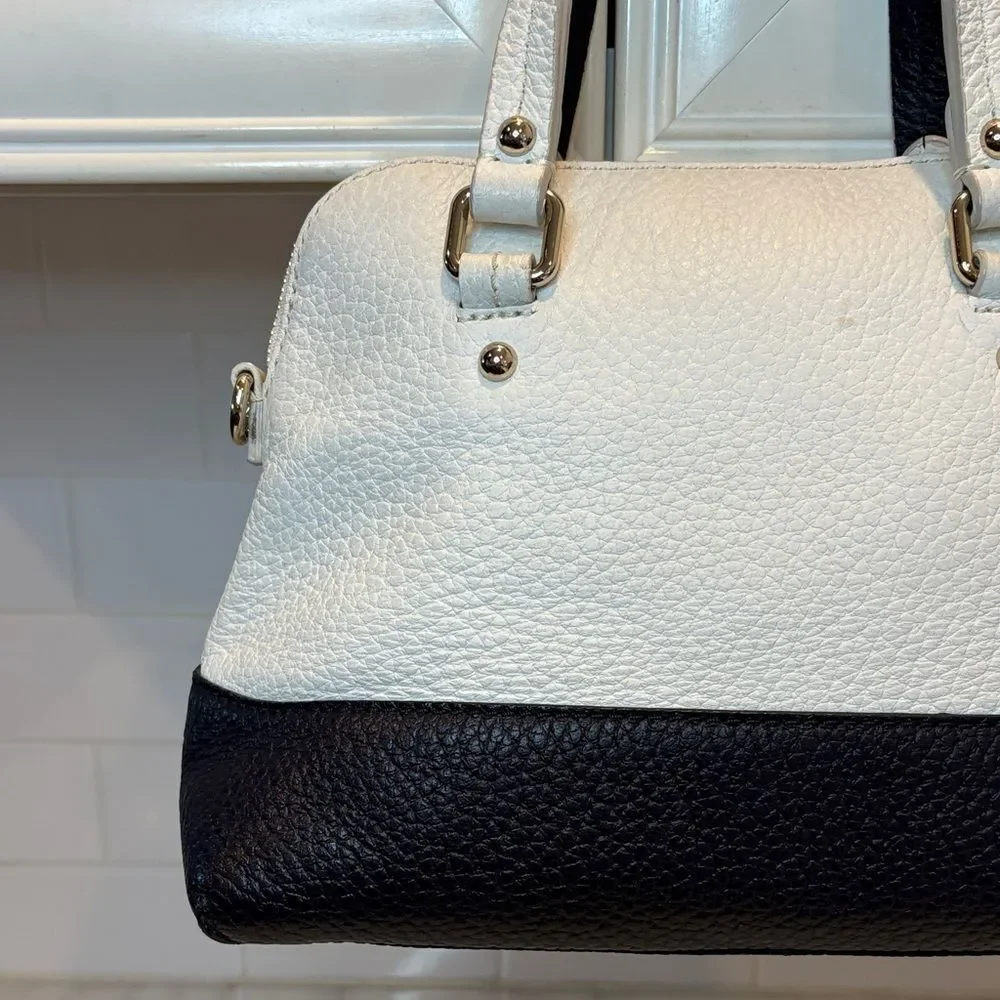 Kate Spade Bag Purse Handbag Leather Color Block Pebbled Domed Satchel Bag Tote